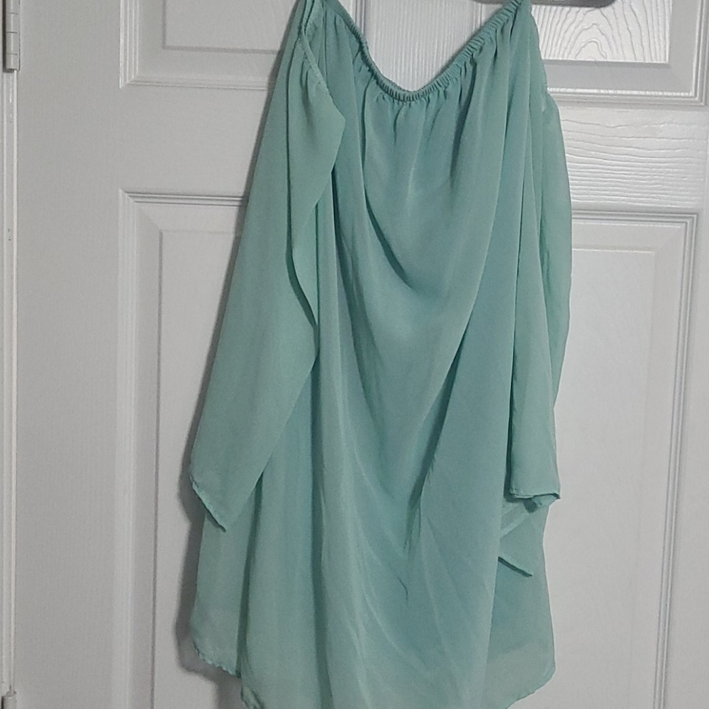 Turquoise off the shoulder dress
